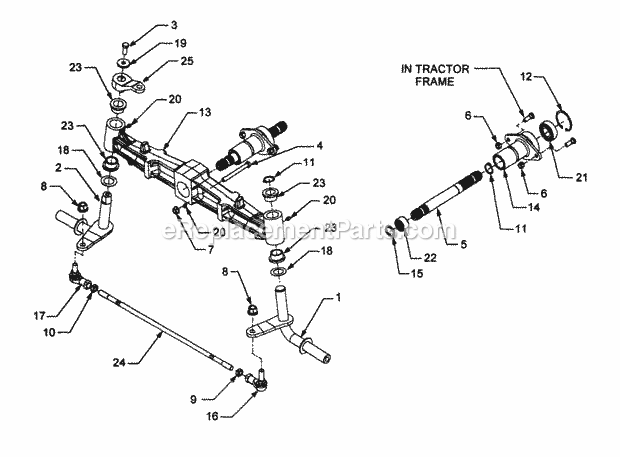 Front Axle Diagram and Parts List for 3185 14A-665-100 Cub Cadet Lawn Tractor